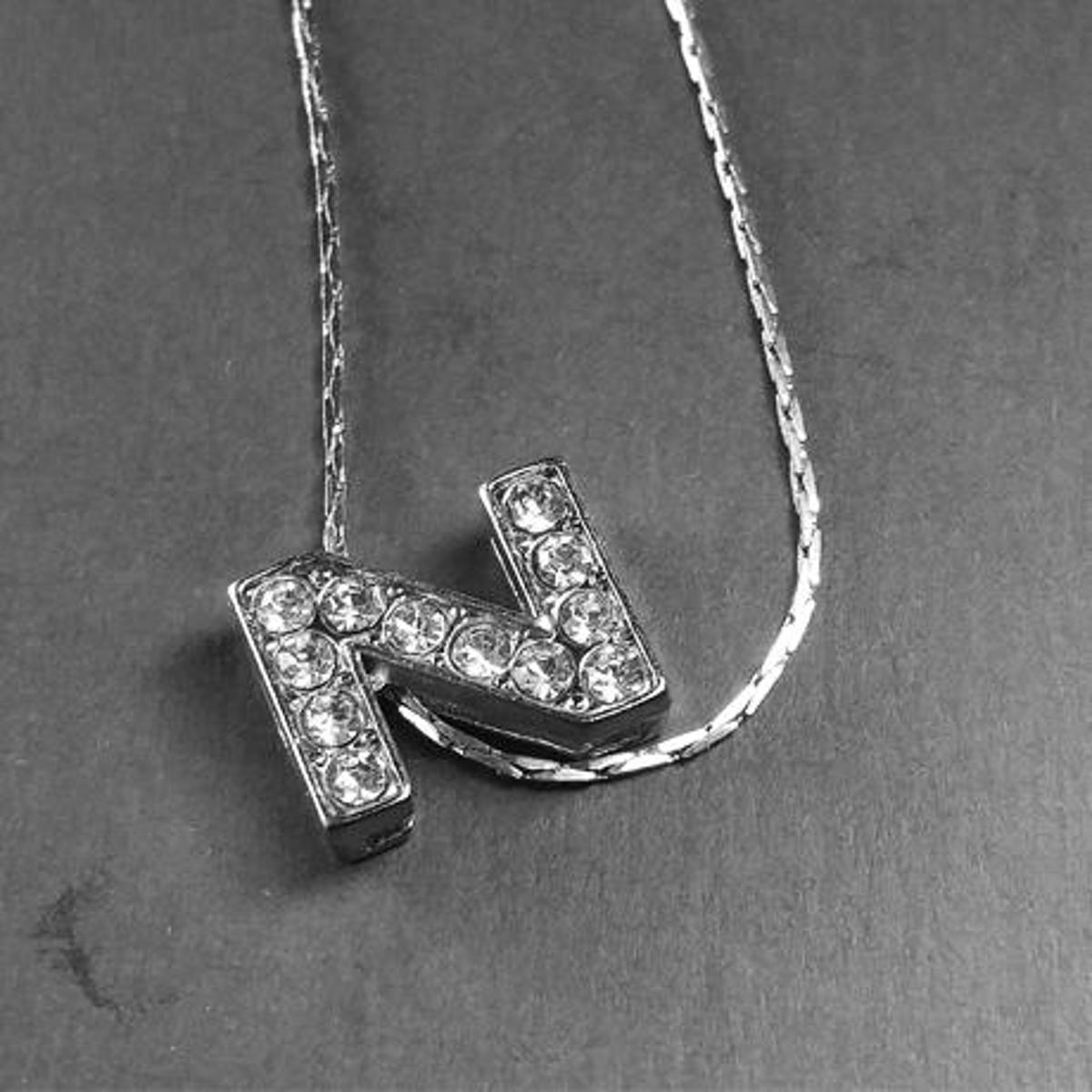 Silver Stainless "N" Alphabet Locket with Chain For Girls