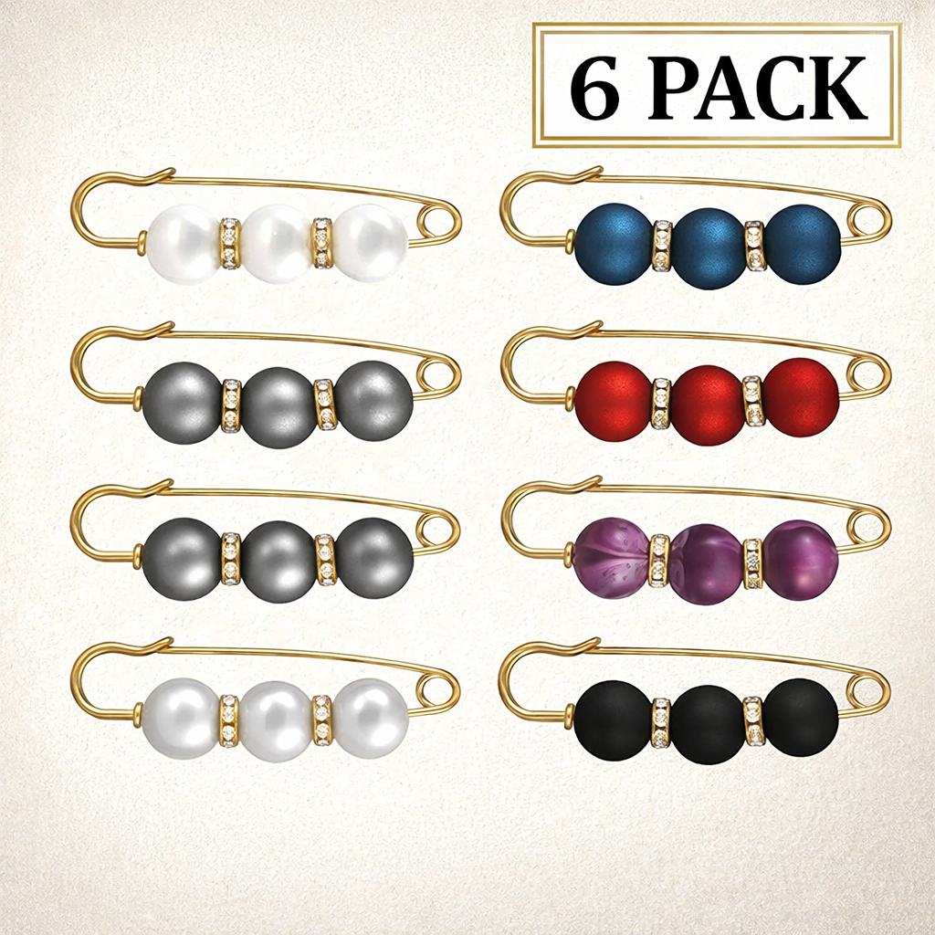 Emibele Artificial Pearl Hijab Scarf Pin Brooch Rhinestone Sweater Shawl Clip Safety Pins Crystal Cufflink Waist Pants Tightener Jewelry Decorative Accessories For Women (Single Piece + Multicolor)