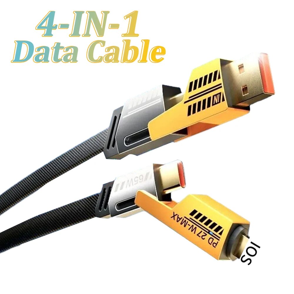 4 in 1 cable 1.5 Metre Fast Charging USB To Type C PD Cable Fast Charger For All iPhone , Android , TYPE C , Laptop cable price in Pakistan
