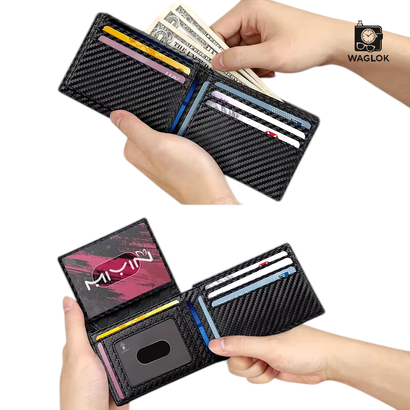 Carbon Fiber Texture Wallet for Men With Box – Slim & Stylish Bifold Wallet