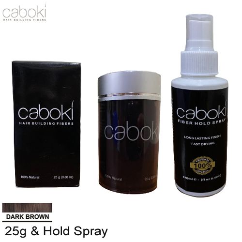 Caboki Hair Fiber 25g Dark Brown + Caboki Fiber Hold Spray 190ml