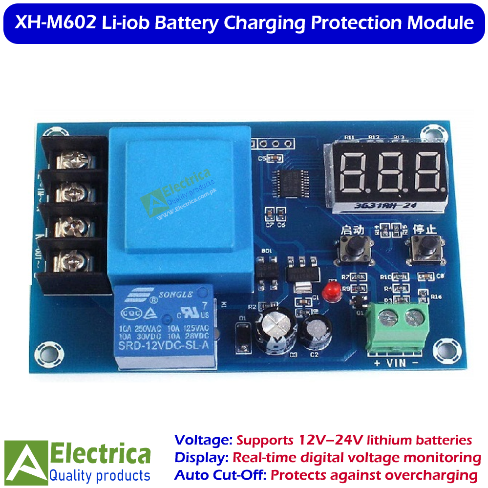 XH-M602 Charging Control Module 12-24V Lithium Li-ion Battery Charge Controller Board with LED Display Auto Cut-Off Protection Switch by Electrica