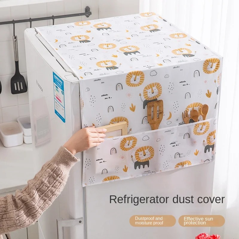 New Imported Waterproof Refrigerator Dust Cover Multi-purpose Covers Freezer Cooler For Home Appliances With Pockets Storage Bag Household Portable Dust Fridge Top  Cover