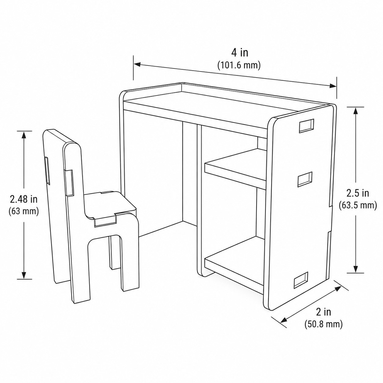 Dolls House Office Set, Miniature Computer Table for Dollhouse Furniture, Mini Desk, Dollhouse Accessory