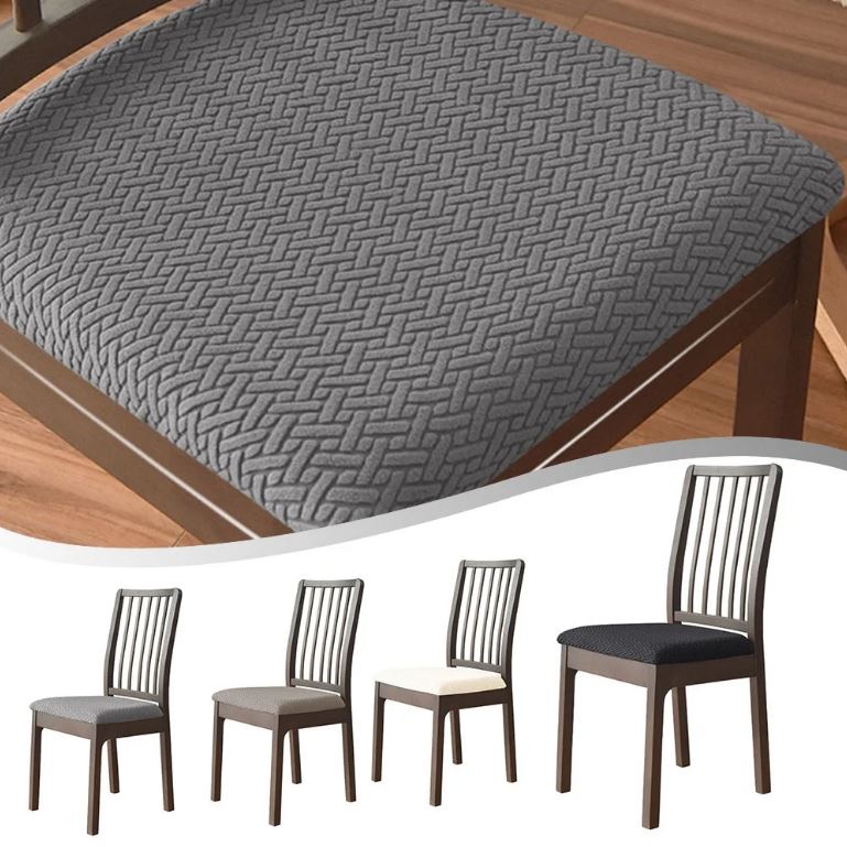 Stretchable T-Shaped Chair Cover - Modern tuff title Dining Seat Slipcover, Machine Washable, Elastic Band Closure, Spandex/Polyester Blend for Home Decor