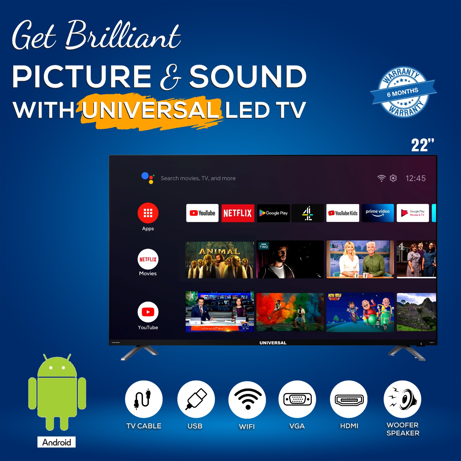 Universal SMART Android 22 Inch Full LED TV HD