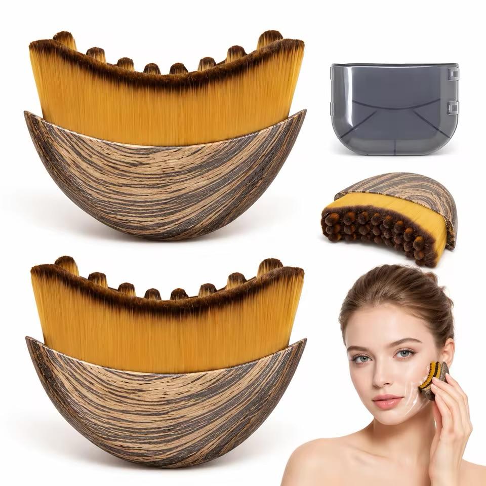 Facial Massage Brush for Face Lift & Jawline Sculpting_ Soft Bristle Face Massage Tool_ Double Chin Reducer_ Skin Tightening Beauty Brush_ Lymphatic Drainage Massager