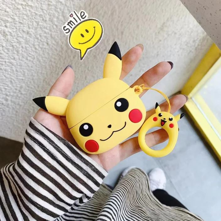 Cute Character 3D Silicone Protective Case Compatible for 𐤠irpods Pro 1 & 2 Case With Hook 𐤠irpods Protective Cover