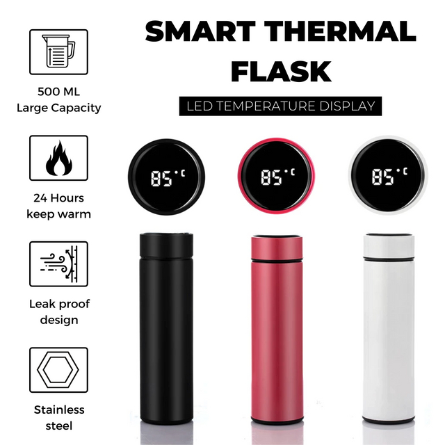 500ML Smart Thermos Water Bottle Led Digital Temperature Display Stainless Steel