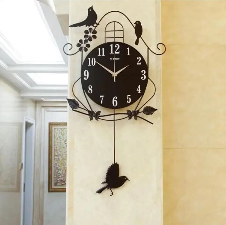Lifestyle Glory Brand 3D Bird Cage Wall Clock European Modern Wall Hanging Wooden Clock Crafts Decoration Home Living room Mute Luminous Quartz Wall Clocks Mural Ornaments beautiful I Clock I Clock Wall I Clock For Room I Clock Wall Stylish
