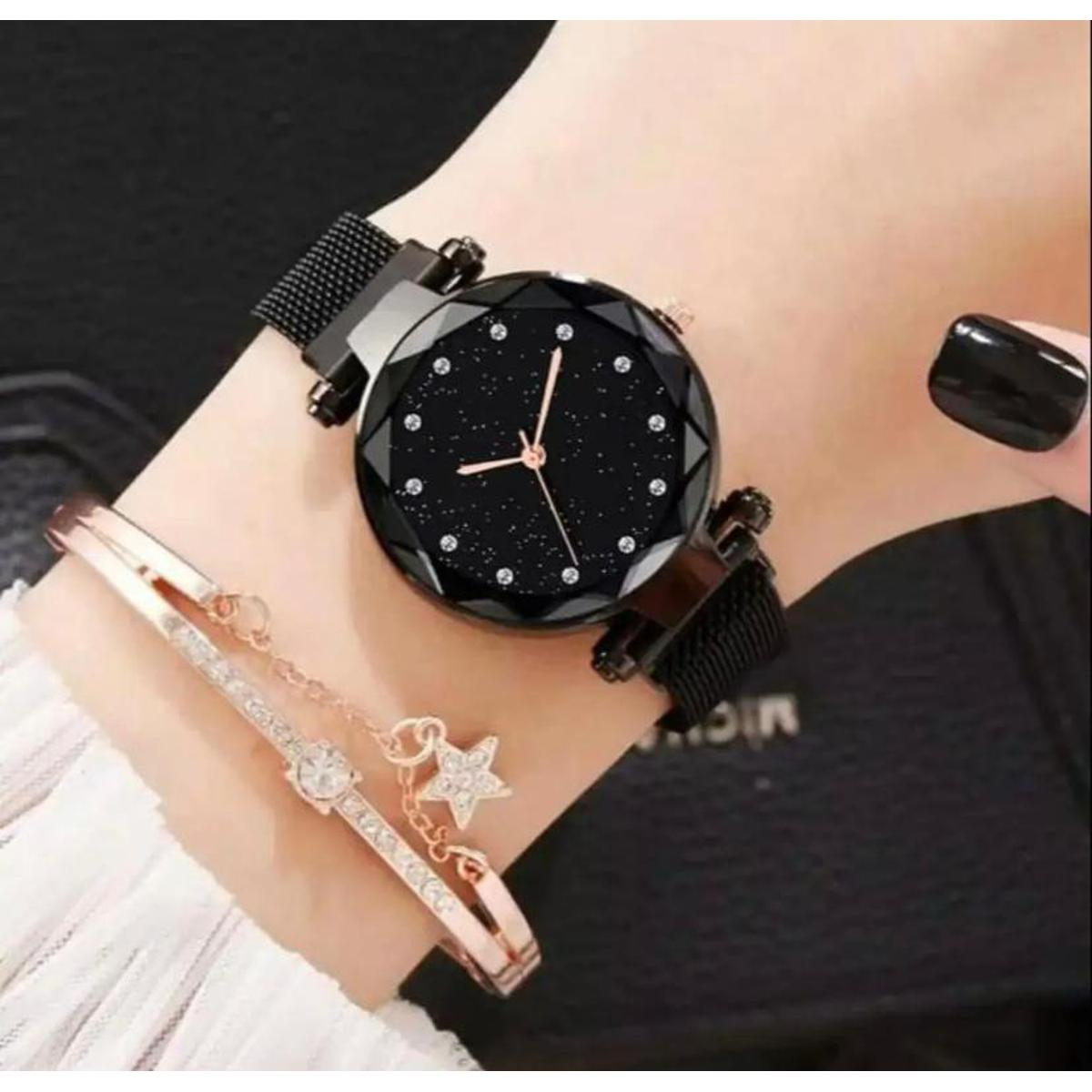 Watch For Women Stainless Steel Magnet Strap Watch For Girls