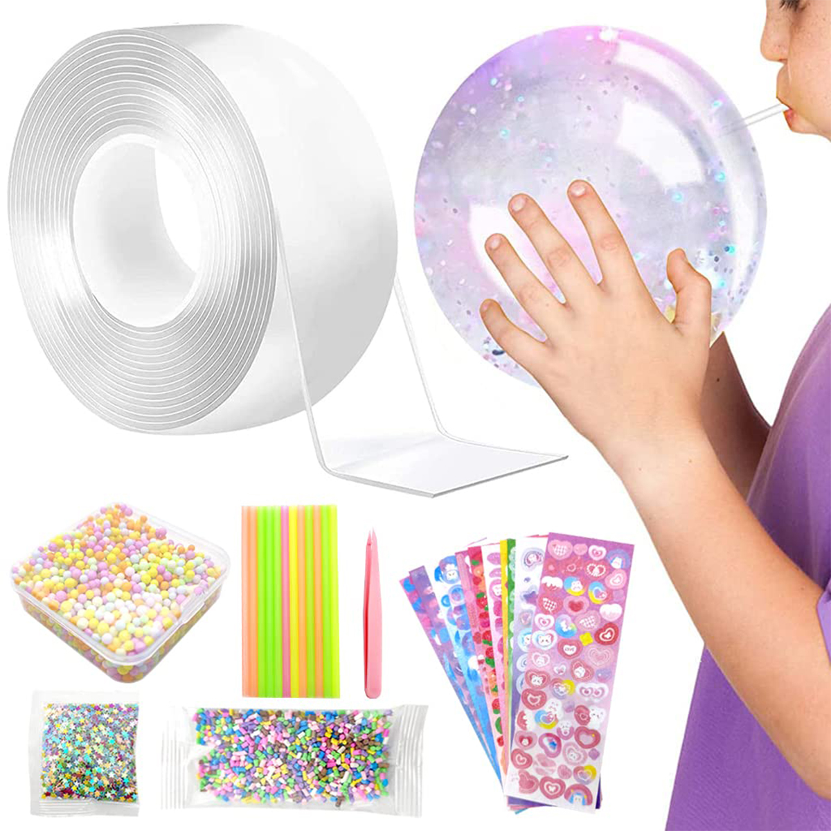 Nano Tape With Balloon Diy Kit / Reusable and Washable Two Sided Tape