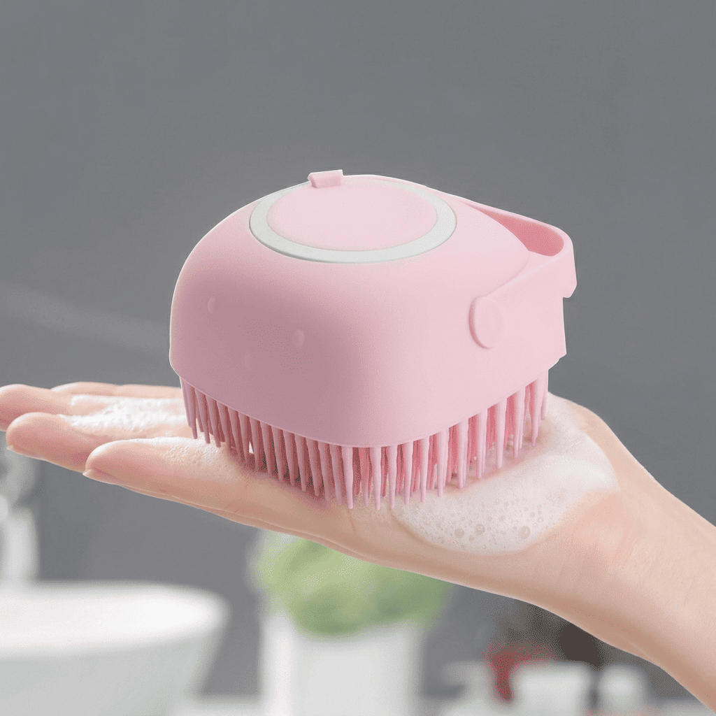 Silicone Scalp & Body Massager Brush with Dispenser – Shampoo Scrubber for Hair, Scalp & Body Massage for Men, Women & Kids