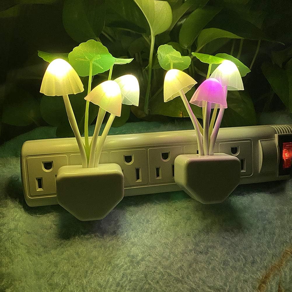 RAZURE Cute Small Mushroom Desk Lamp Night Light, Wooden Vintage Style Table Lamp, USB Charging