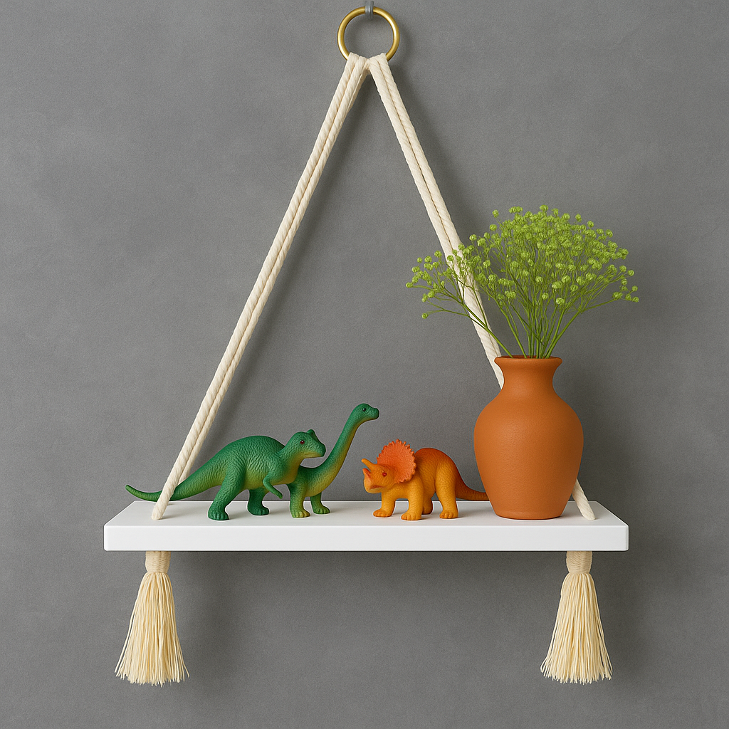 Fixwal Wall Hanging Shelves for Wall Decor with Floating Rope Design, Rustic Wood Hanging Shelf Organizer for Plants, Storage & Display – Aesthetic Home Décor for Bedroom, Living Room, Kitchen, Bathroom, Apartment or Dorm Room Pack of (1 & 2)