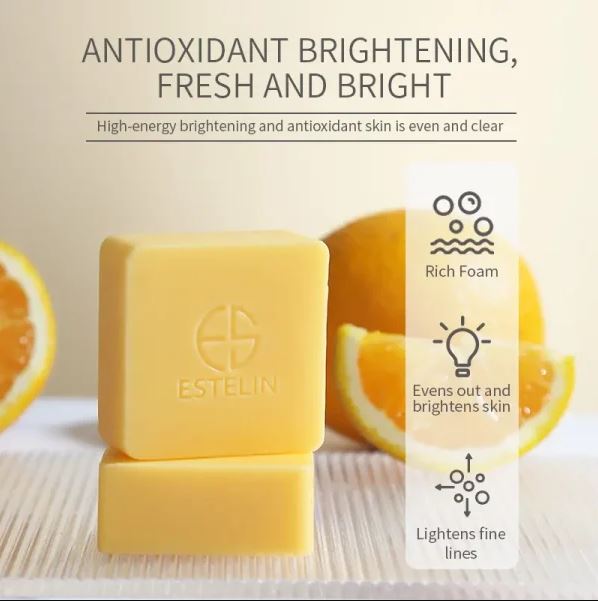 ESTELIN Vitamin C & Turmeric Brightening Soap Even Skin Tone & antioxidant Remove Age Spots Glow Skin Soap 100g ES0124