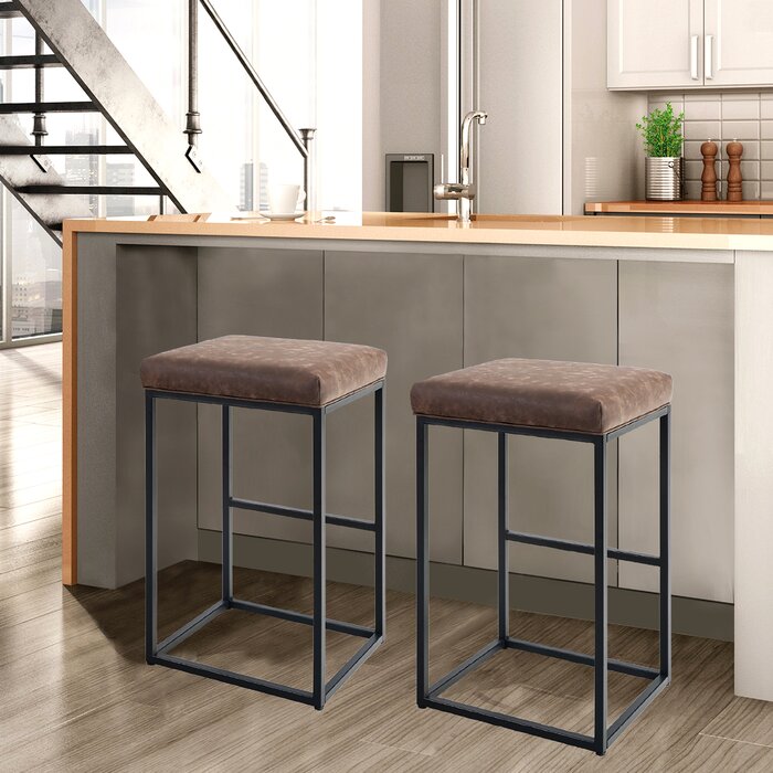 Customize Modern Bar Stool with Cushioned Seat | Metal Frame Counter Chair for Kitchen, Dining, Cafe & Home | 5 Colors