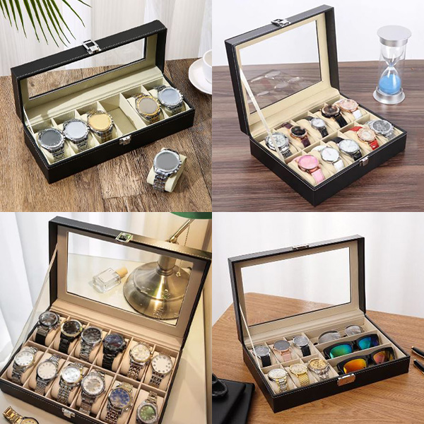 06/10/12 Slots Wrist Watch Box Watch Holder Storage Case Organizer High Quality PU Leather Watch Display Storage Box Smart Watch Display Box