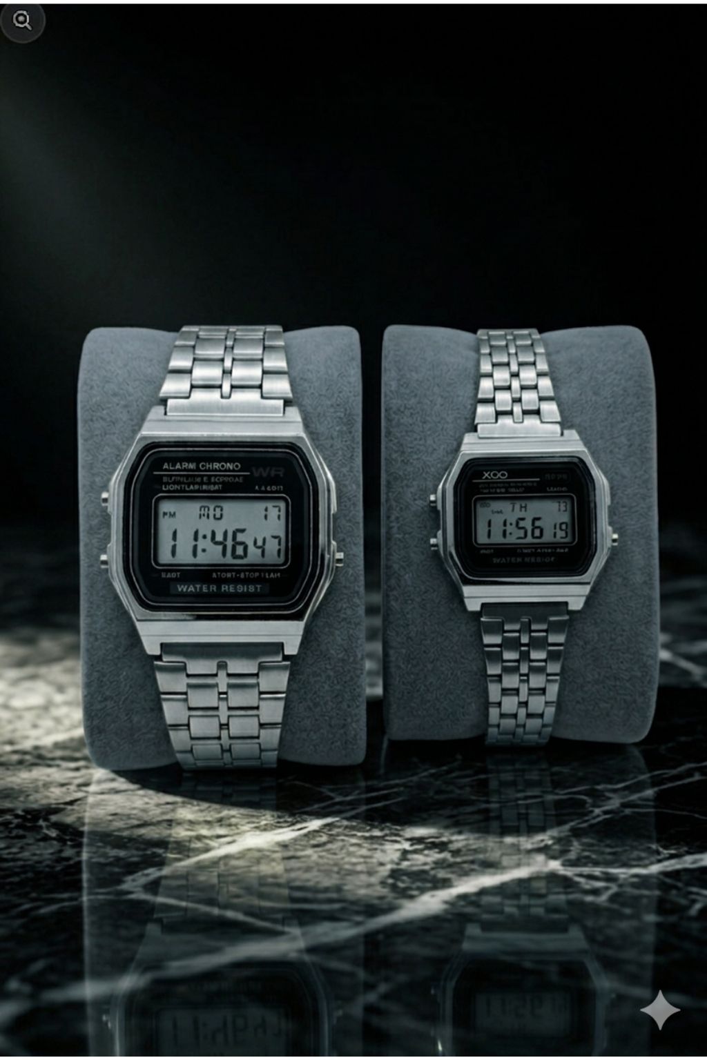 Digital Couple Watch  Classic Vintage Watch - Alarm Stopwatch, Built in Light