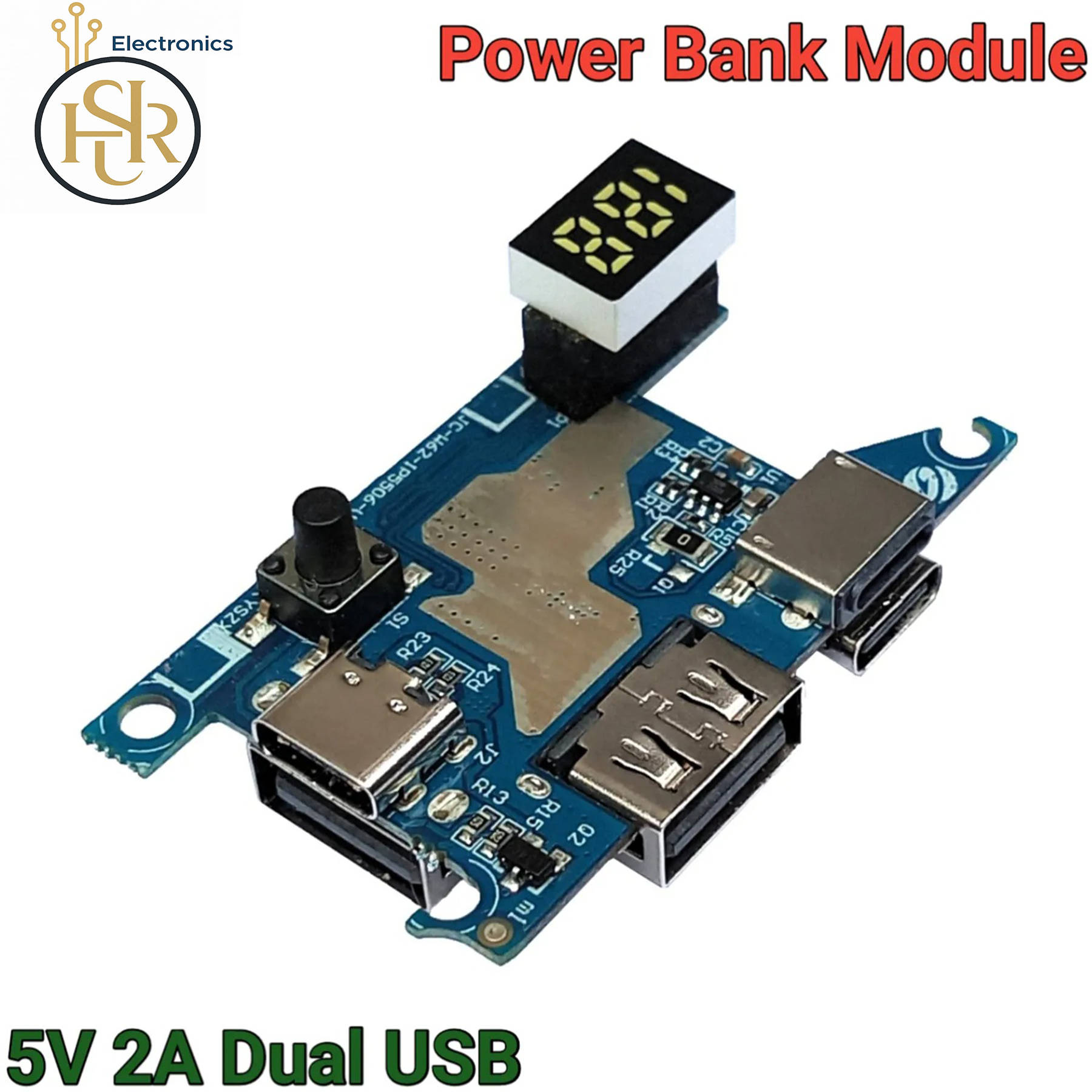 Display LED Dual USB 10W Type-C USB Mobile Power Bank 18650 Charging Module