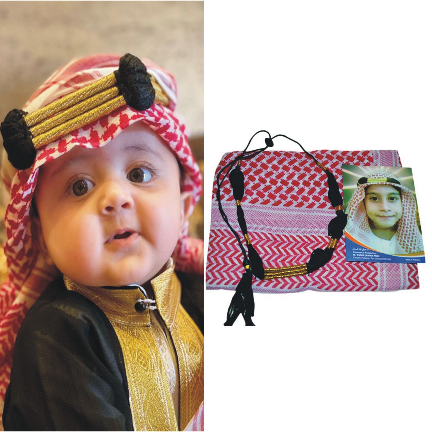Childs Kids Boys Shemagh Scarf and Igal Set Pack Set Red and White