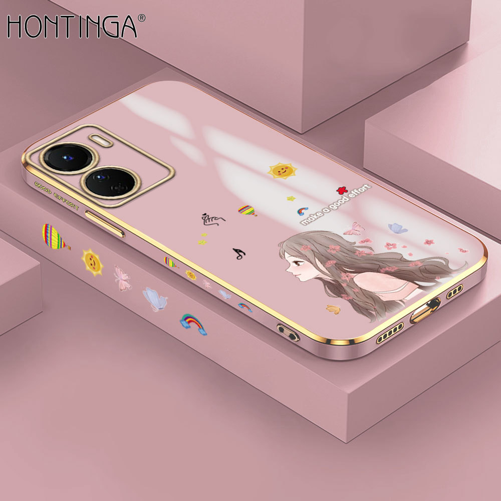 Hontinga for Vivo Y16 Back Cover（Free Lanyard）Luxury 6D Plating