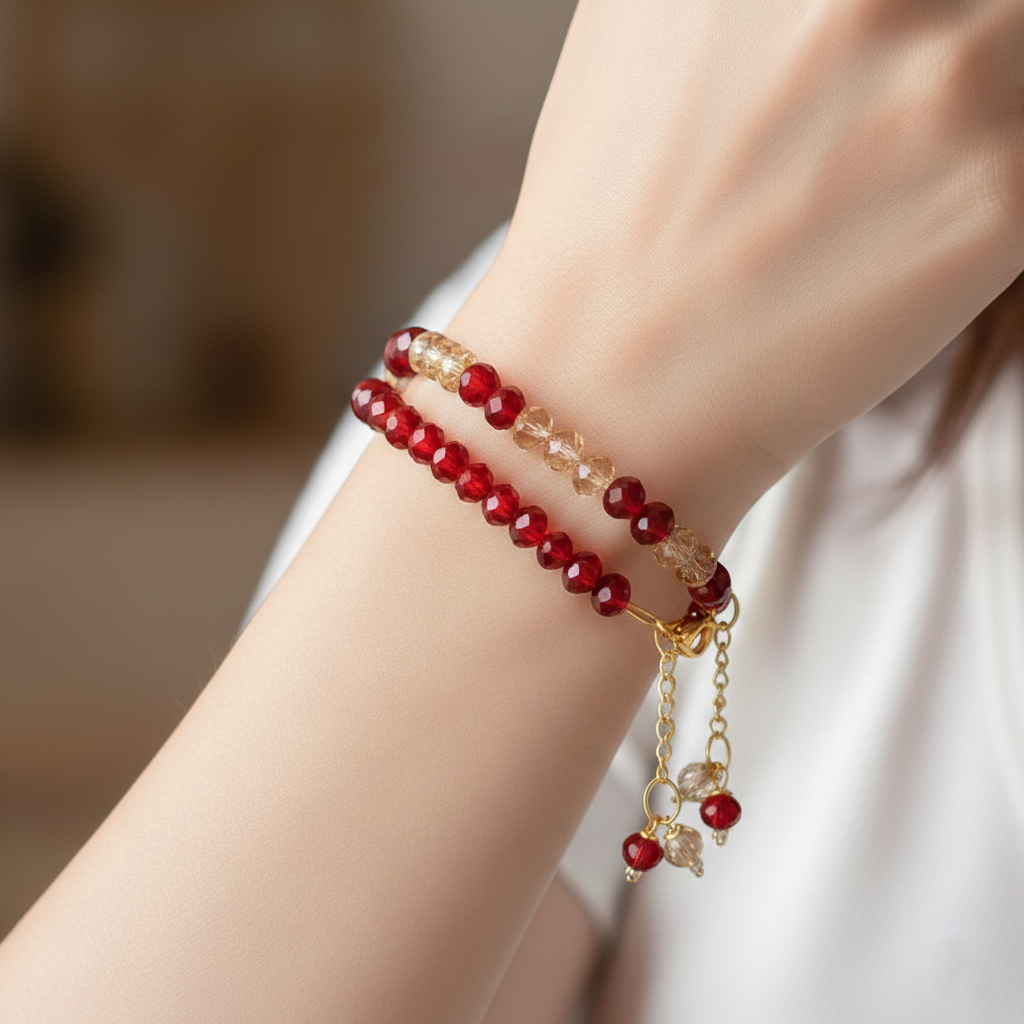 Trendy Handmade Crystal Beaded Bracelet for Girls & Women | Flower Charm Adjustable Bangle Bracelet | Elegant Stackable Jewelry for Weddings, Parties & Gifts