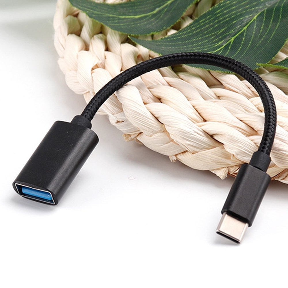 USB C to USB OTG Adapter, USB Type C Male to USB Type A Female Aluminium OTG (On-The-Go) Braided Cable Adapter for Flash Drive, Keyboard, Hub