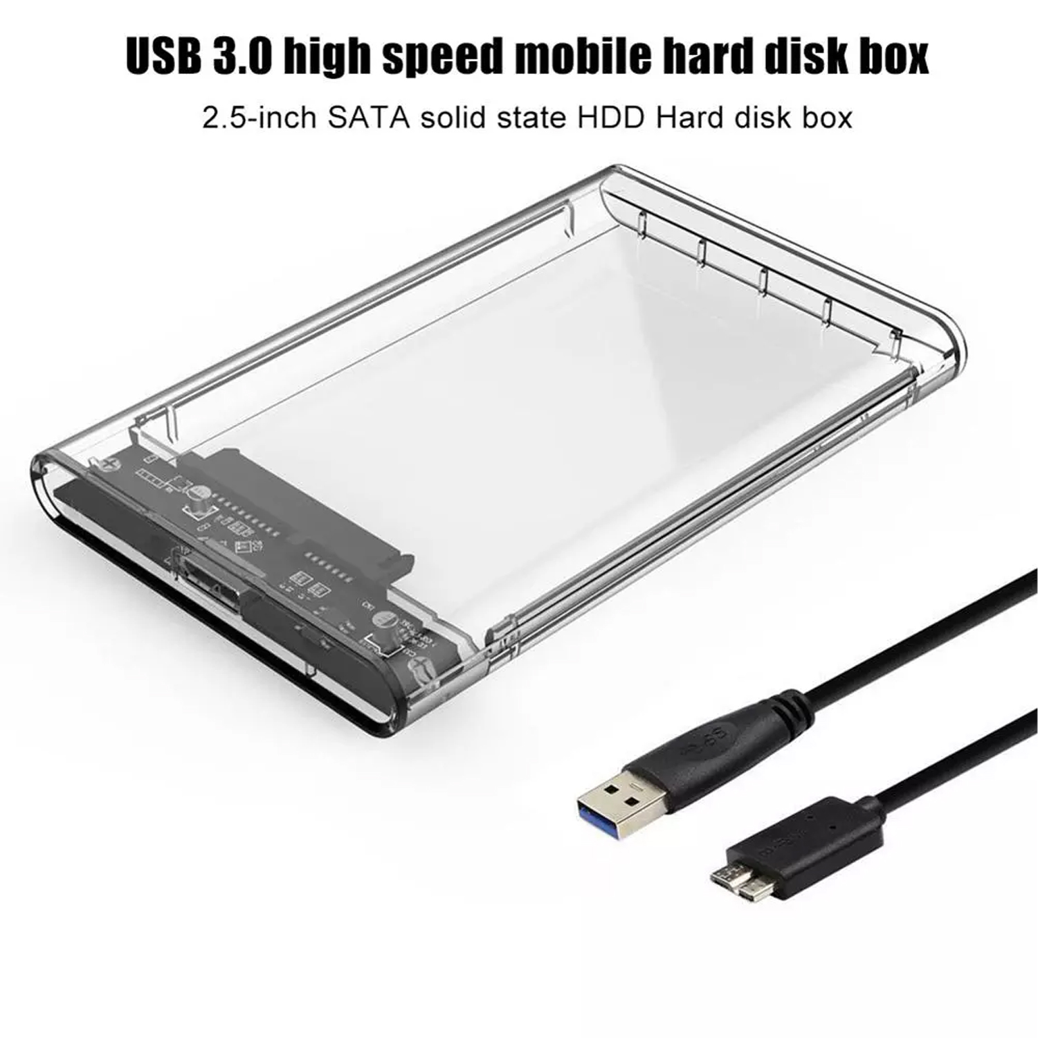 Speed-X HD-2025U3 2.5-Inch External Hard Drive Enclosure with USB 3.0 Interface, Transparent Crystal Case for SATA HDD
