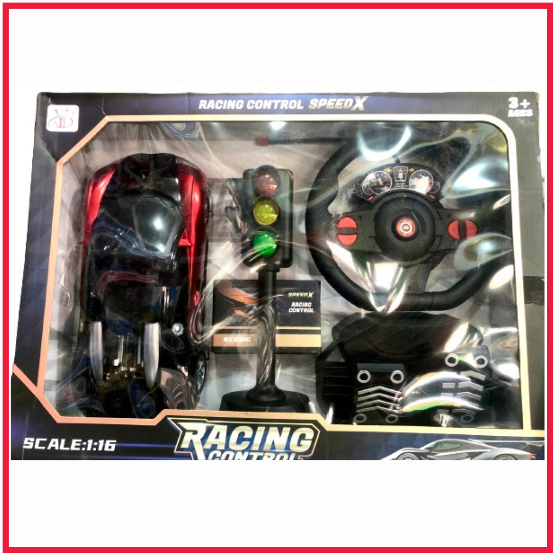 Racing Control SpeedX Car with Traffic Signal | Rechargeable Car Remote Control Car Full Gaming Car with Steering & Pedal Race Brake