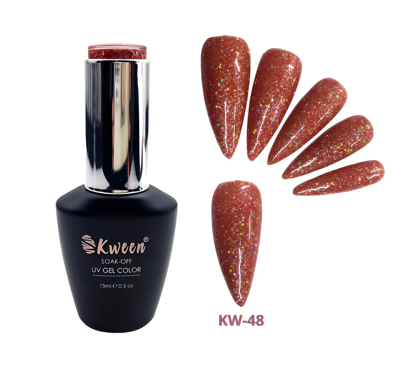 KWEEN Brown Shinny glitter Gel Polish Uv Glitter Gel Nail Color Soak Off For Nail art