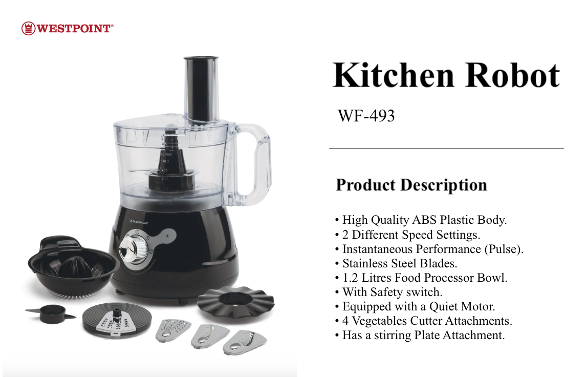 Buy Westpoint WF494 Kitchen Robot With Official Warranty at Best Price