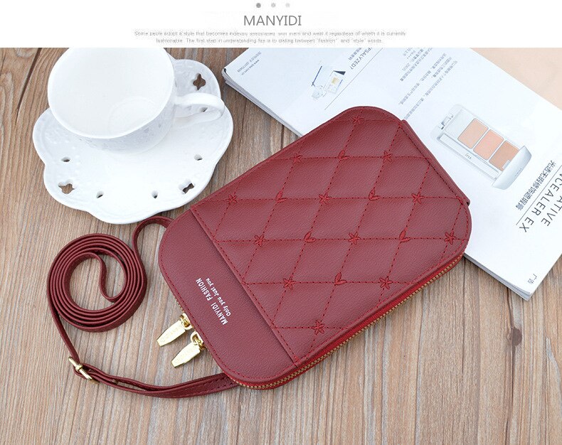 Letter Graphic Quilted Phone Wallets || Ladies hand wallets
