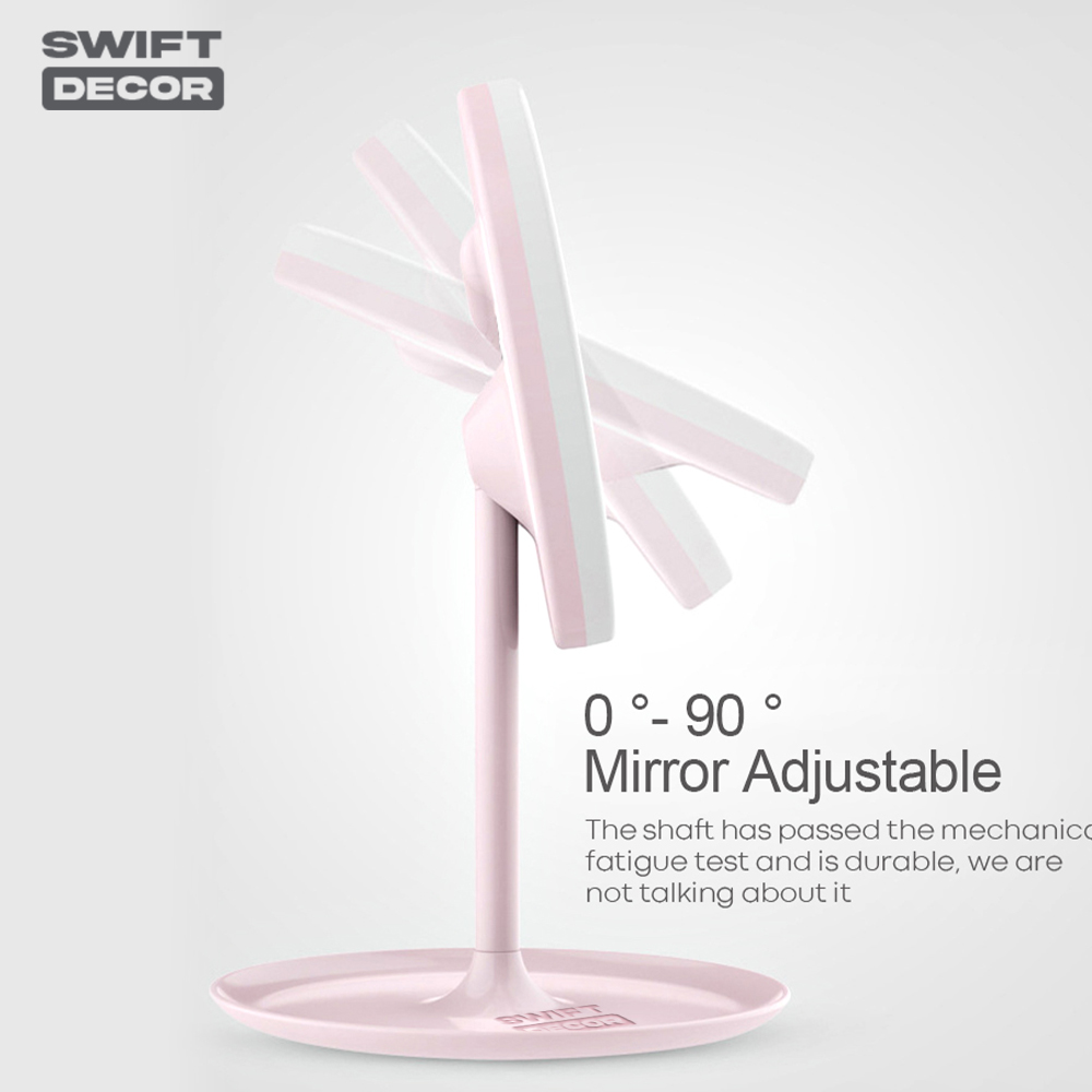 Makeup Mirror Stand - Portable LED Makeup Mirror With Stand Touch Screen, 3 Light Modes, Travel Friendly Beauty Vanity Mirror - Makeup Organizer By Swift Decor