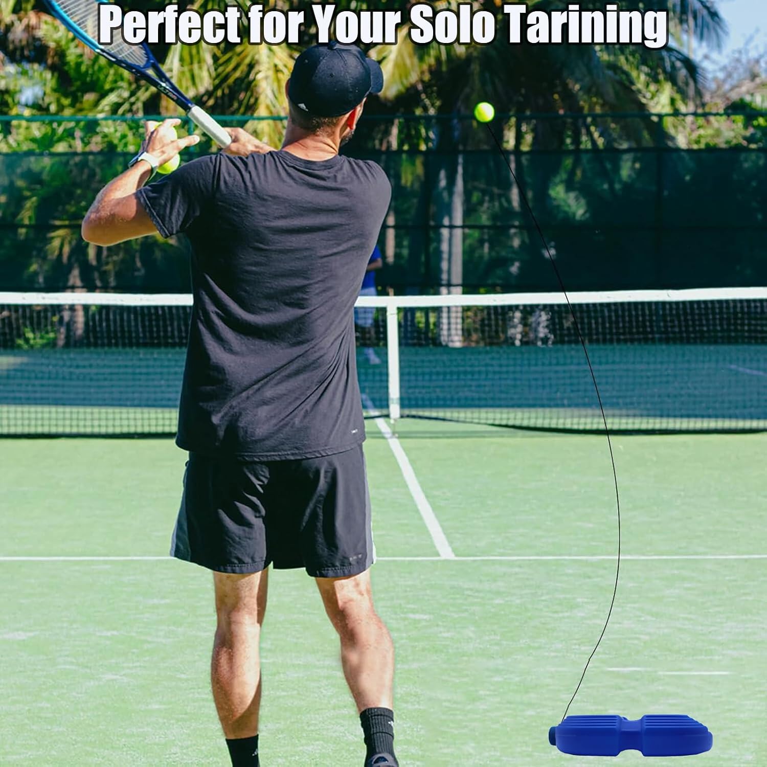 Solo Cricket & Tennis Rebound Trainer – Self Practice Ball with Elastic Cord & Base | Portable Training Equipment to Improve Swing, Coordination & Control