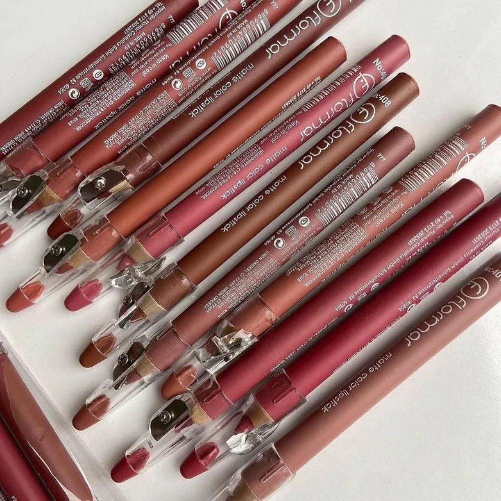 Pencil Lipstick Pack of 12 – Matte Lipstick Crayon Set, Long Lasting Pigmented Lip Colors, Smooth Lip Pencils for Daily and Party Makeup, Lipstick Set for Women