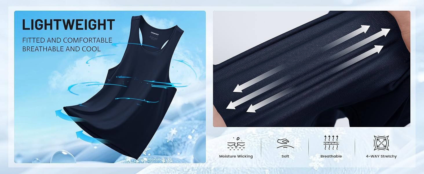HUGE Pro Breeze Men's Gym Tank Top | Y-Back Quick Dry Performance Vest | UPF 50+ Sun Protection 4-Way Stretch Muscle Banyan | HUGE