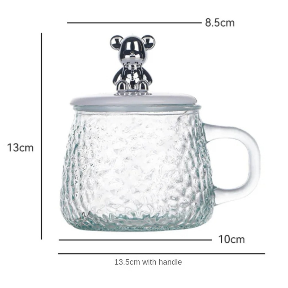 Bear Glass Cup 400Ml Hammer Pattern Coffee Cups Drinkware Tea Mugs With Handle Transparent Glass Cup With Lid