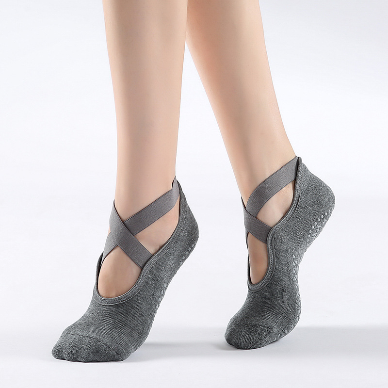 Yoga Socks Non-Slip Grips & Straps, Bandage Cotton Sock Ideal For