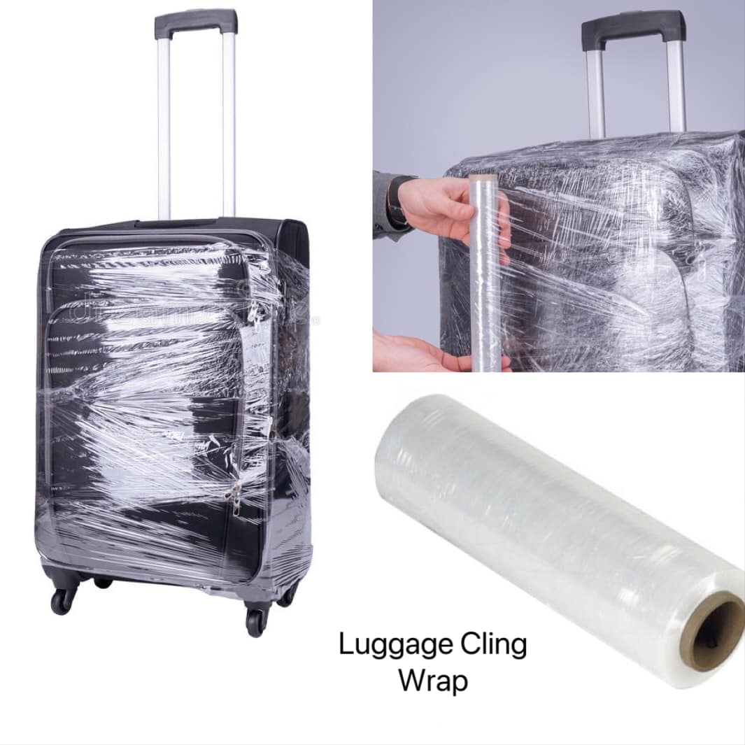 Luggage Cling Wrap Suitcase Cover, Travel Suitcase Covers, Washable Anti-Scratch Suitcase Covers Protectors Stretch Wrap Film Heavy Duty 8 inch Wide Shrink Wrap Roll Self Adhering Packing Supplies for Moving, Packing and Pallet Furniture