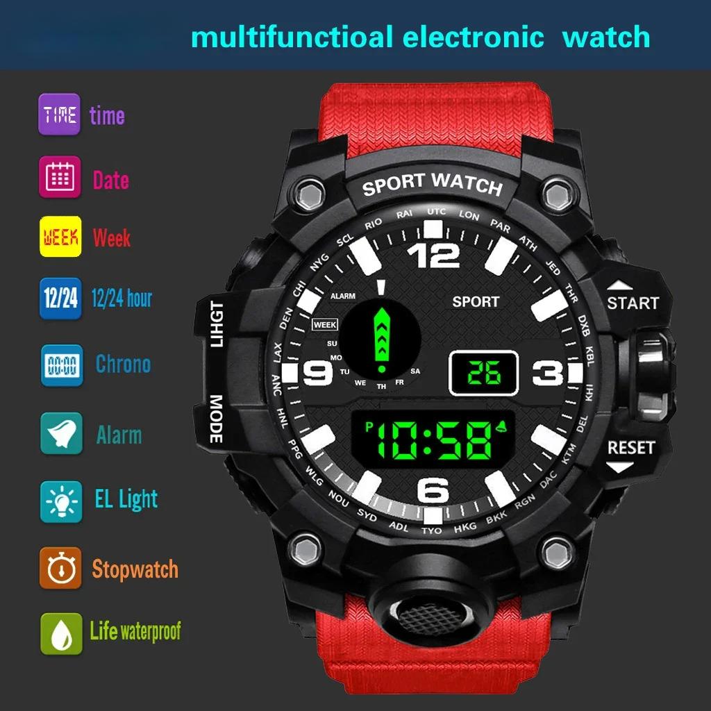 Multifunctional Waterproof Outdoor Sports Watch For Men Watches LED Digital Wristwatch Shockproof Life Waterproof Male Electronic Watch