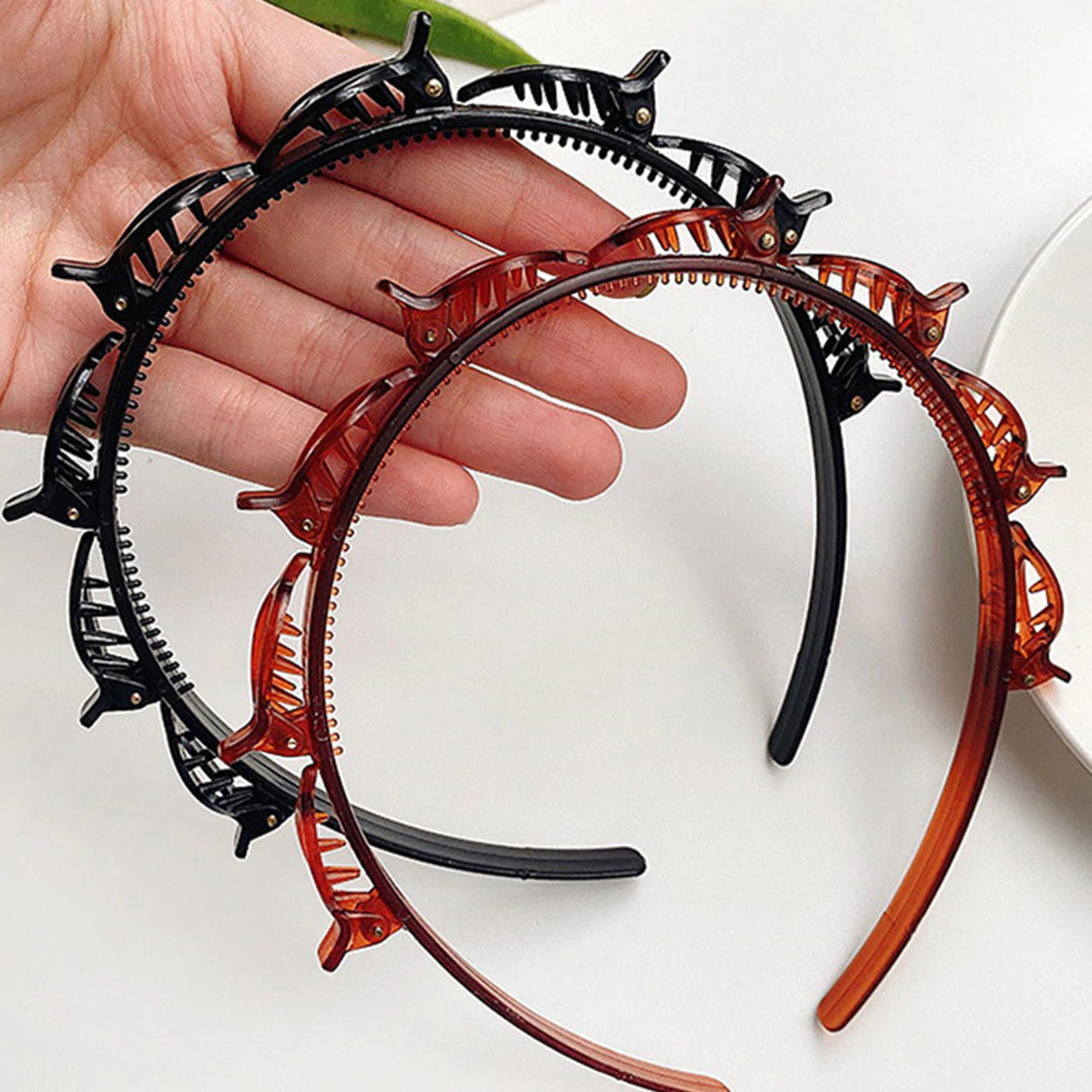 Black and Brown Braider Hair Clip Styling Hoop for Hairdos and Weaves