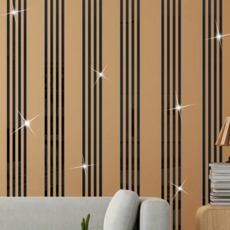 DealPort | Home Decor | Acrylic Mirror Strips for wall | DIY Wall Sticker | Black | Self Adhesive Double Tape | for Office, Furniture, Wall Decor, Bedroom Decor and Living Room Decor