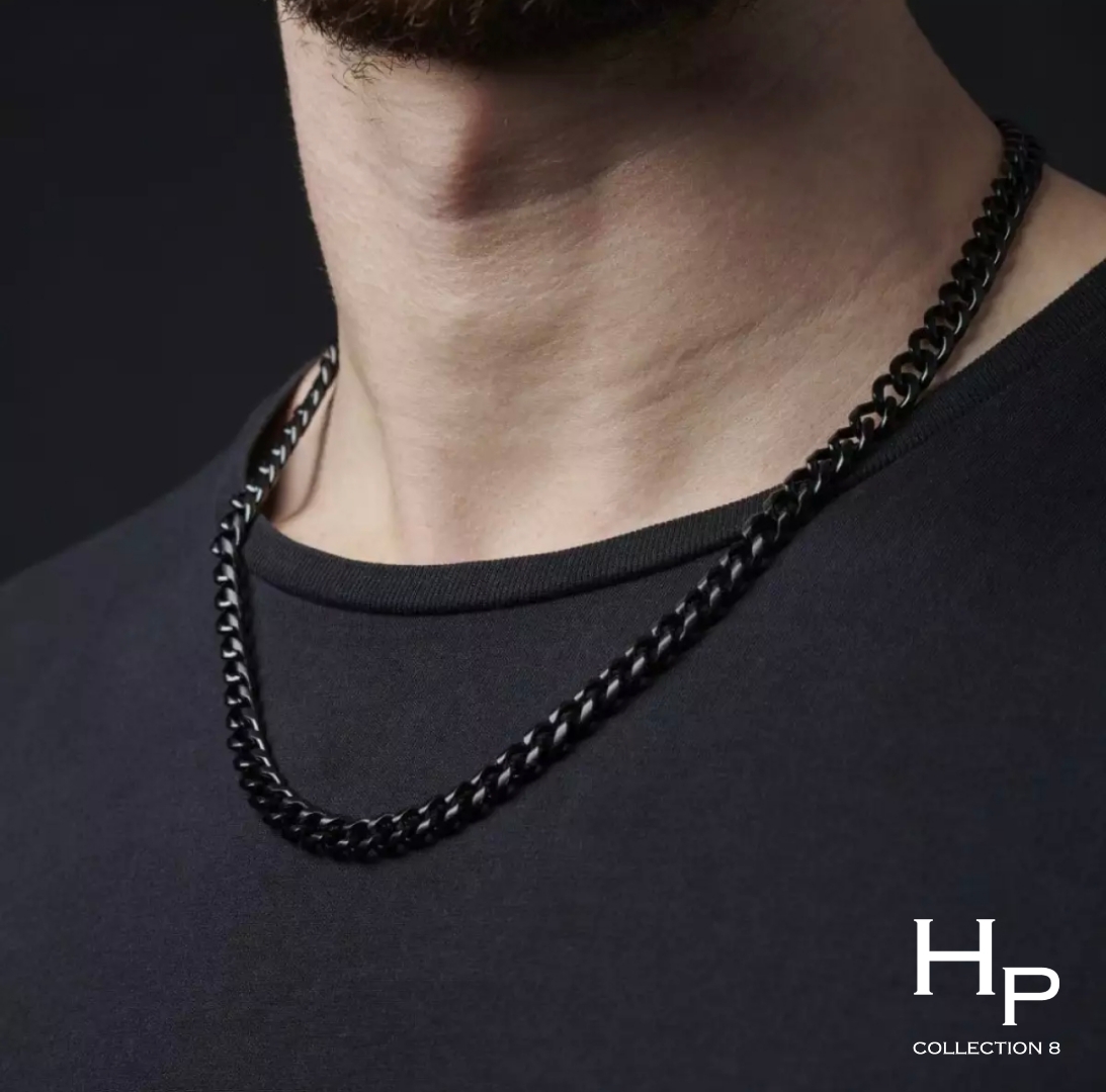 Silver/Black/Golden Stainless Steel Italian Thin Cuban Chain For Men/Boys Neck