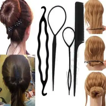 Hair Styling Tools Hair Styling Tool Kit 4pc Set Braiders Hair Twist Styling Clip Stick Bun Maker Braid Tools Hair Braider Accessories Hot For Women