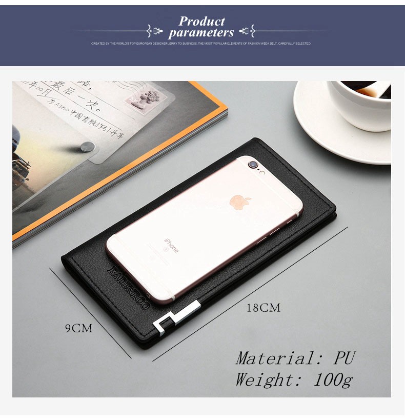Men's PU Leather Slim Long Mobile Wallet For Men All Season Business Style With Phone Compartment And Card Slots