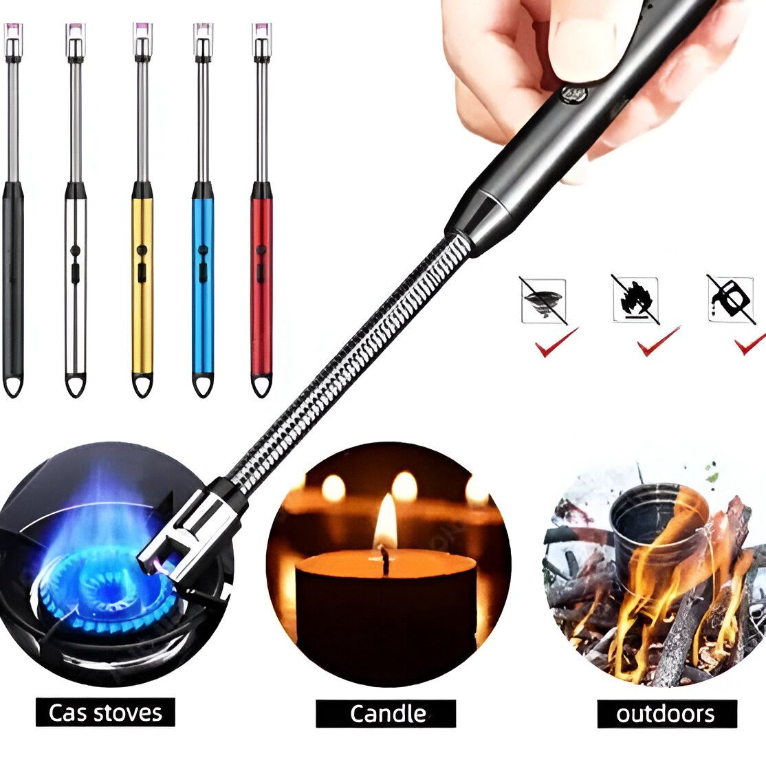 Electric Arc USB Rechargeable Flameless Arc Lighter Flexible and Windproof for Candles, Hiking, Camping, Kitchen, Fireplaces 360 degree free rotation ...