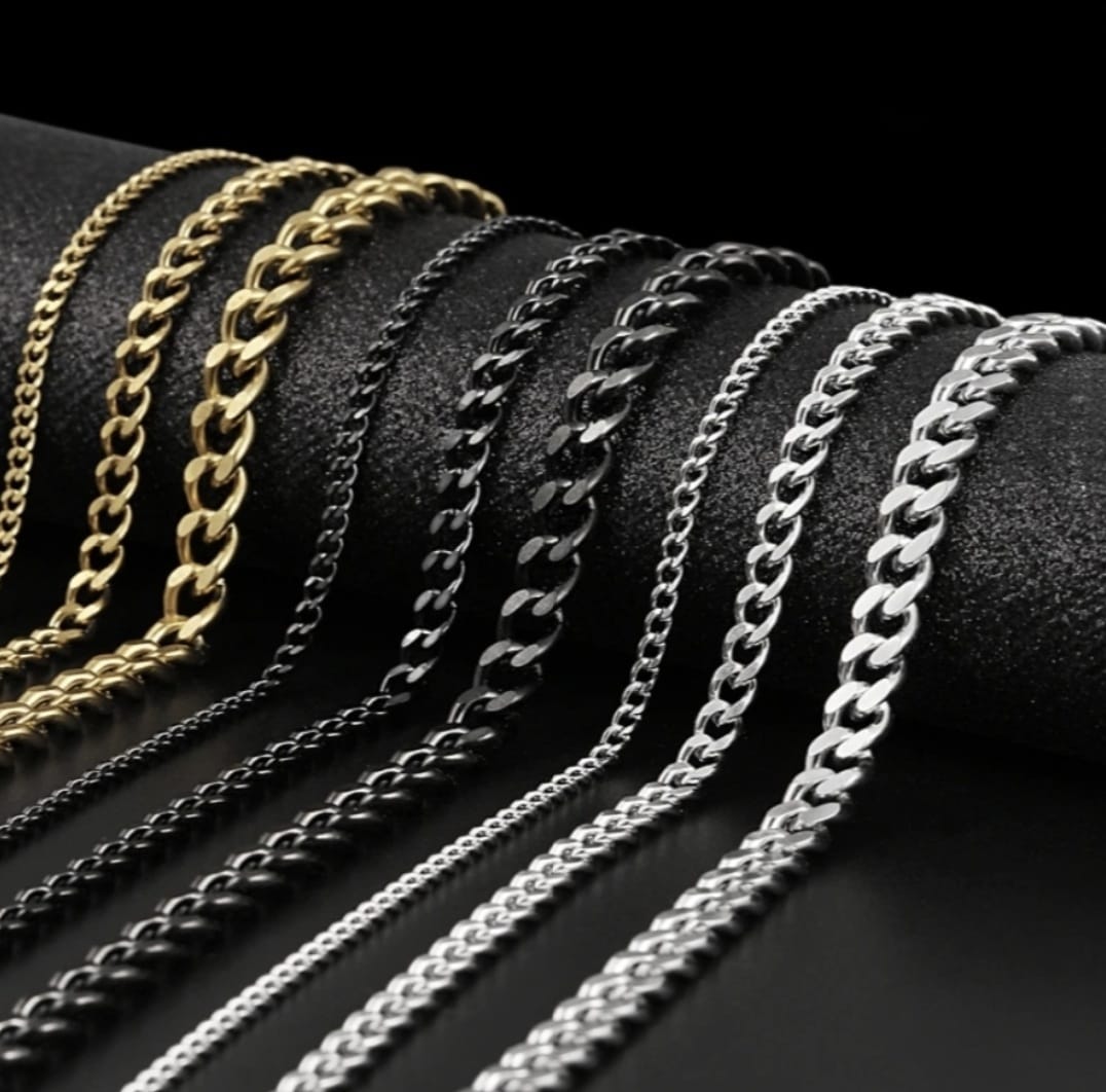 Silver Black Gold Neck Chain - High Quality  For Men Girls Boys