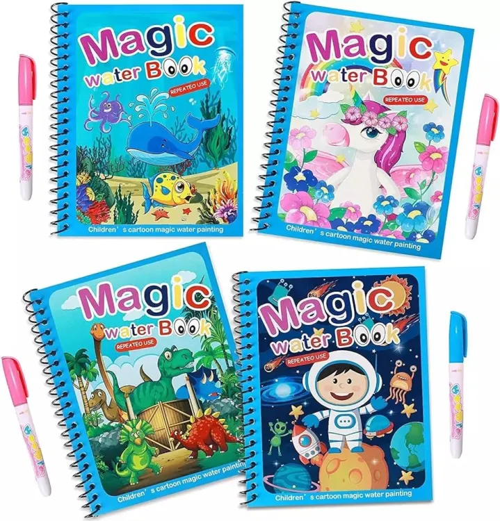 4 Pack Reusable Magic Water Coloring Books for Toddlers, Paint with Water  Books, Mess-Free Coloring Book, Portable Educational Doodle Drawing Toy