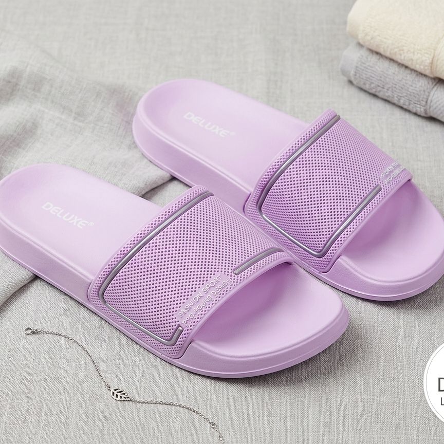 Luxury Crown Design Waterproof Microfiber House Slippers for Women, Comfortable Soft Sole Flip Flops